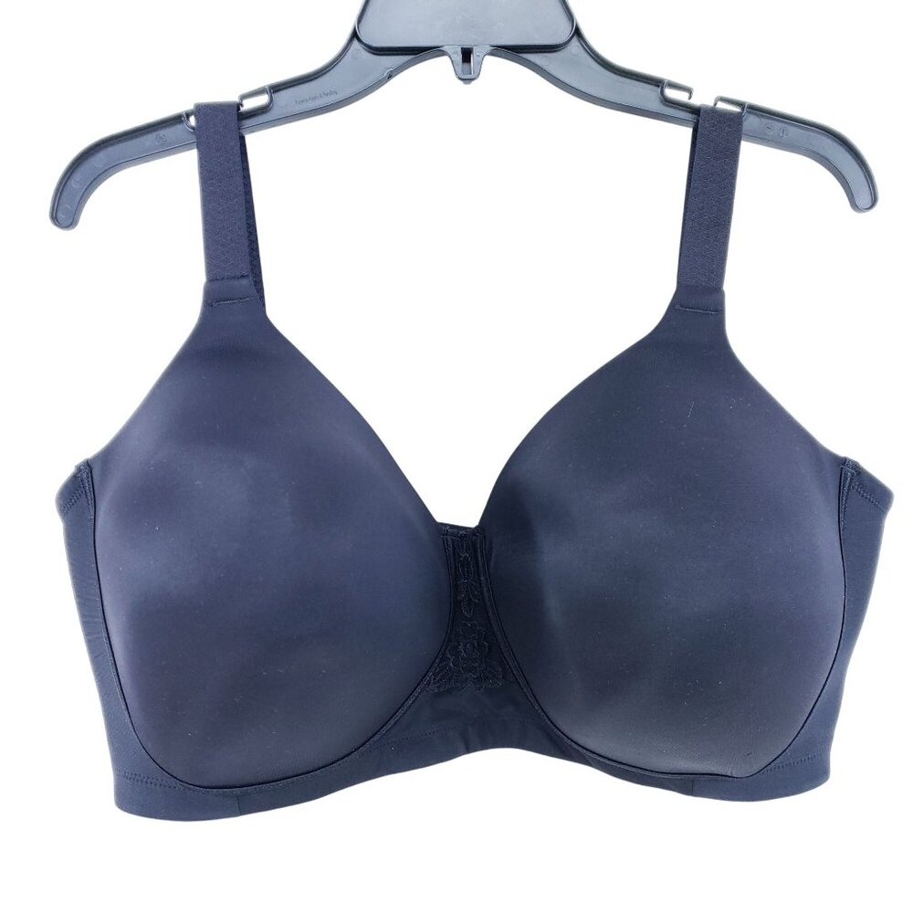 Vanity Fair Full Figure Back Smoothing Werless Bra Size 44DDD Black